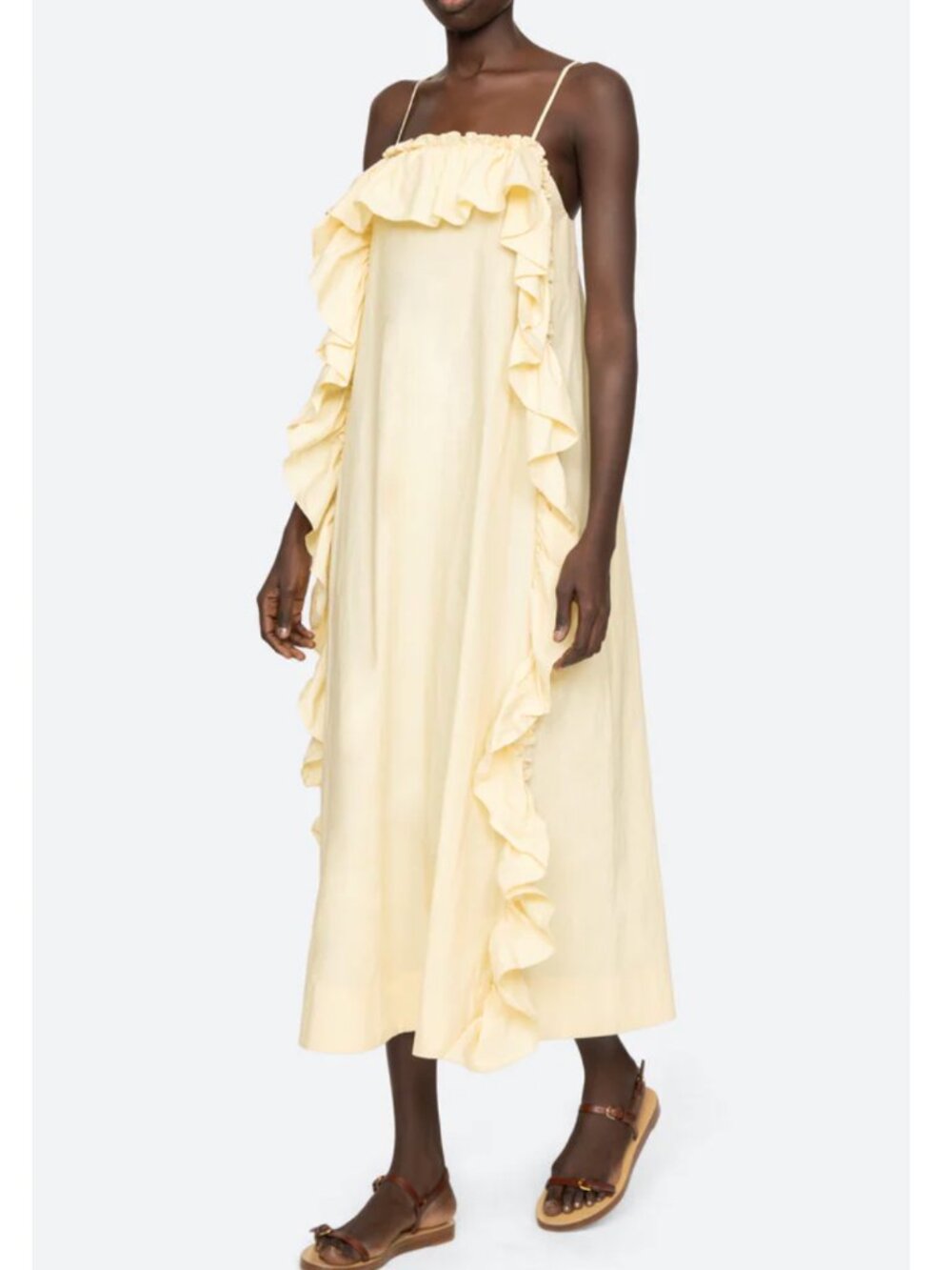 Sea New York Lisette Midi Dress US6 Light Yellow - Picture 2 of 8